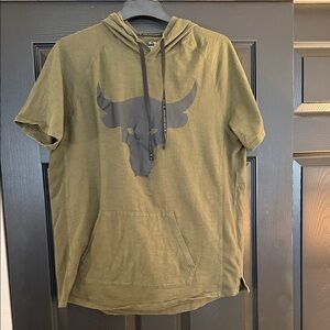 Under Armour Olive Hooded Tee with Black Iron Paradise Graphic
